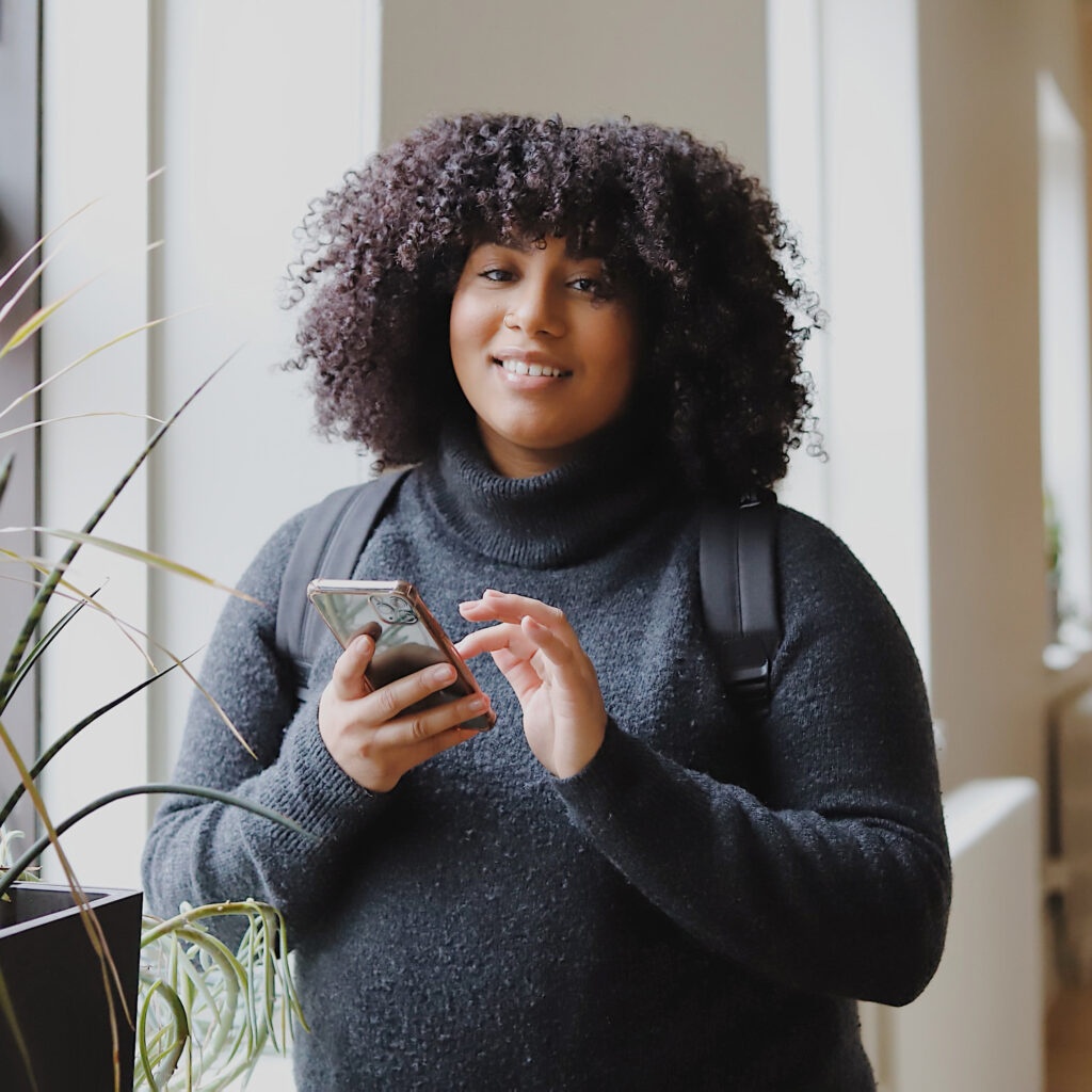 Black woman on phone