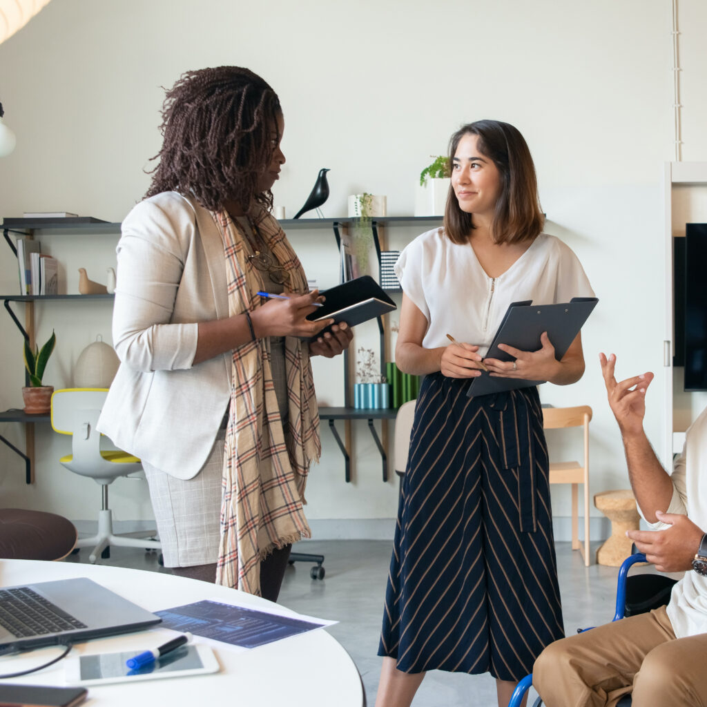 Business women talking